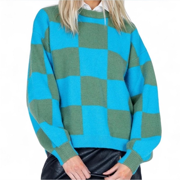 Princess Polly Sweaters - PRINCESS POLLY Alexia Blue and Green
Checkered Women's Sweater {US 4}